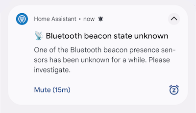 Bluetooth beacon health check notification