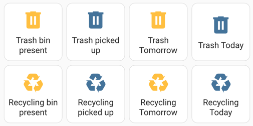 Quick glance showing upcoming waste collection for each pickup type.